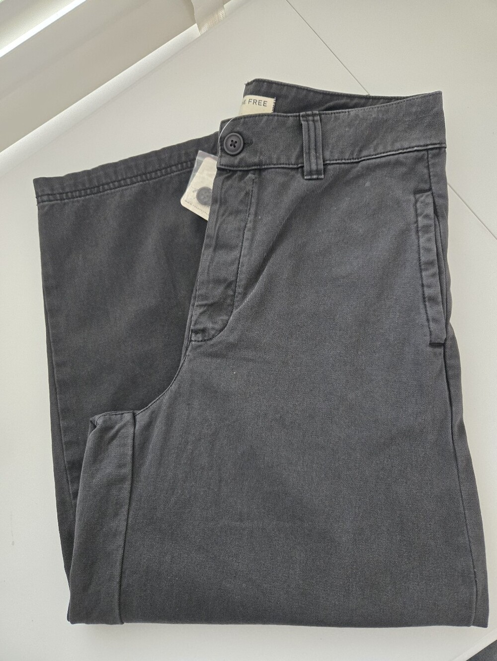 NWT Free People We The Free Lay Down Chino Trousers Wide Leg Faded Onyx Pants 6 - Picture 2 of 11